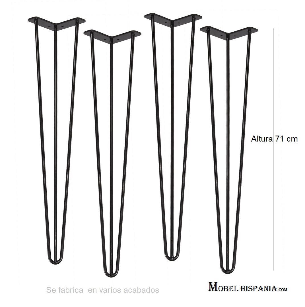 HAIRPIN Patas 71cm metalicas negro