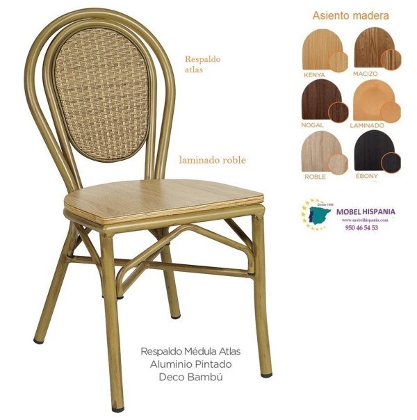 8034 silla deco bambu respaldo Negro asiento Ebony 01