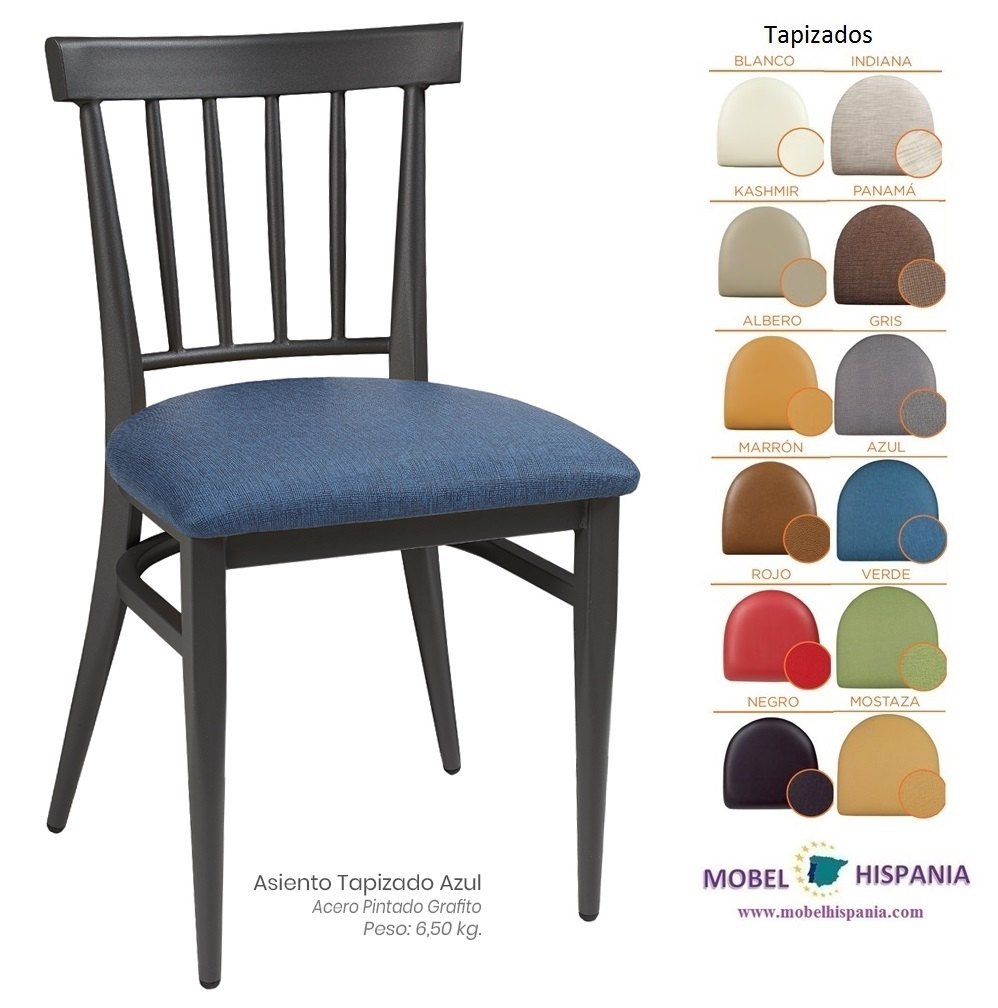 153 Silla negro Tapizado Azul