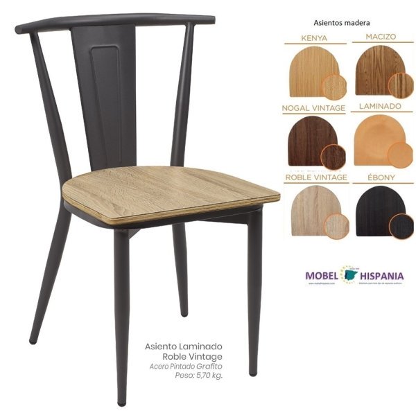 176 silla grafito asiento Laminado Roble Vintage 1