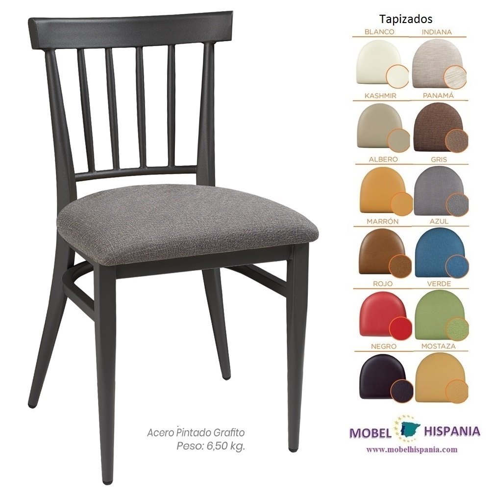 153 Silla negro Tapizado Azul 02