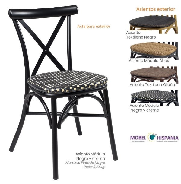 163 silla aluminio negro asiento medula negro crema 11 2