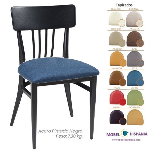 151 Silla Negro Tapizado azul 1