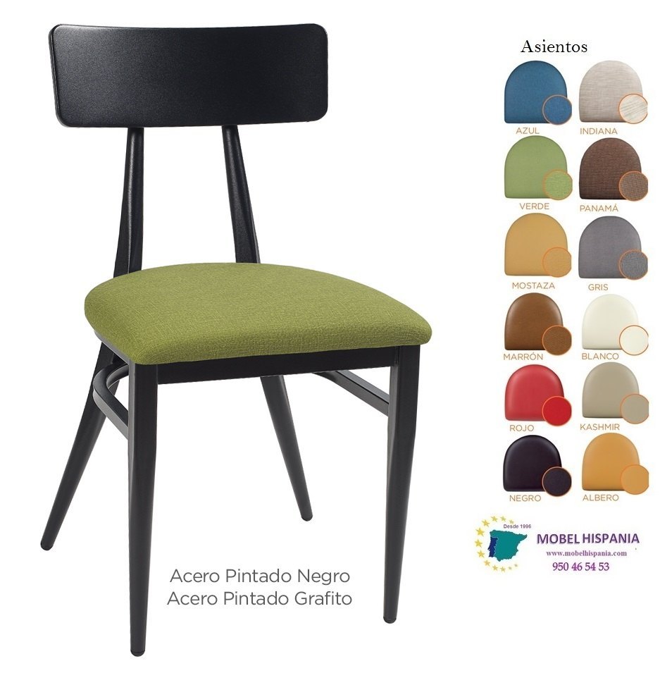 187 Silla Negro Tapizado Verde 1