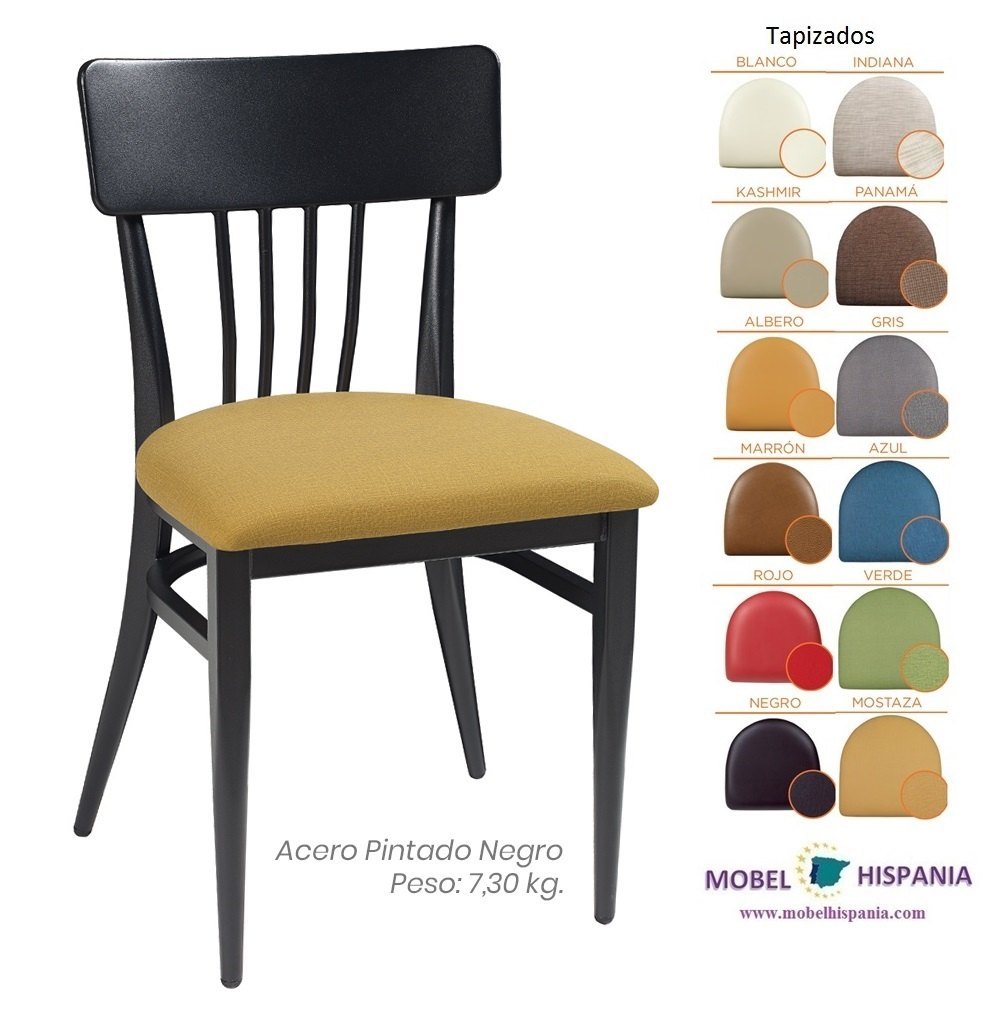 151 Silla Negro Tapizado Mostaza 1
