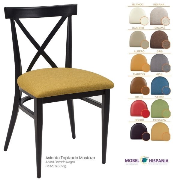 154 Silla Negro Tapizado Mostaza 1