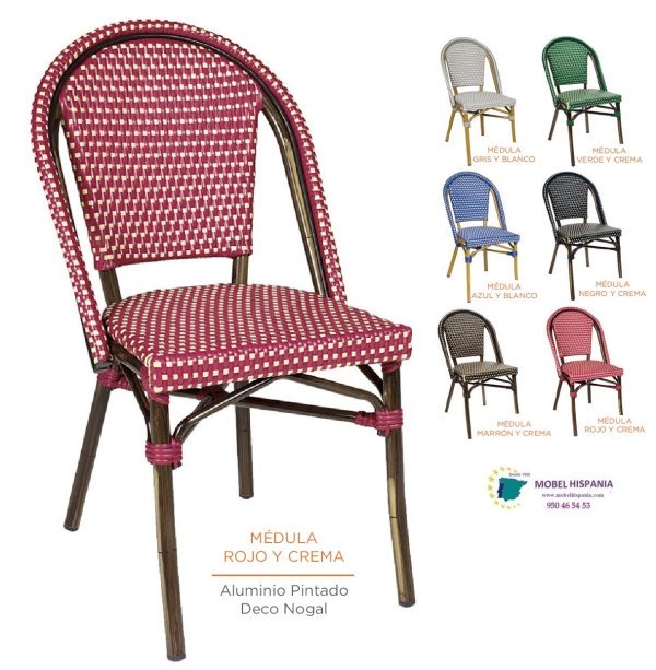 8028 silla aluminio nogal rojo crema 2