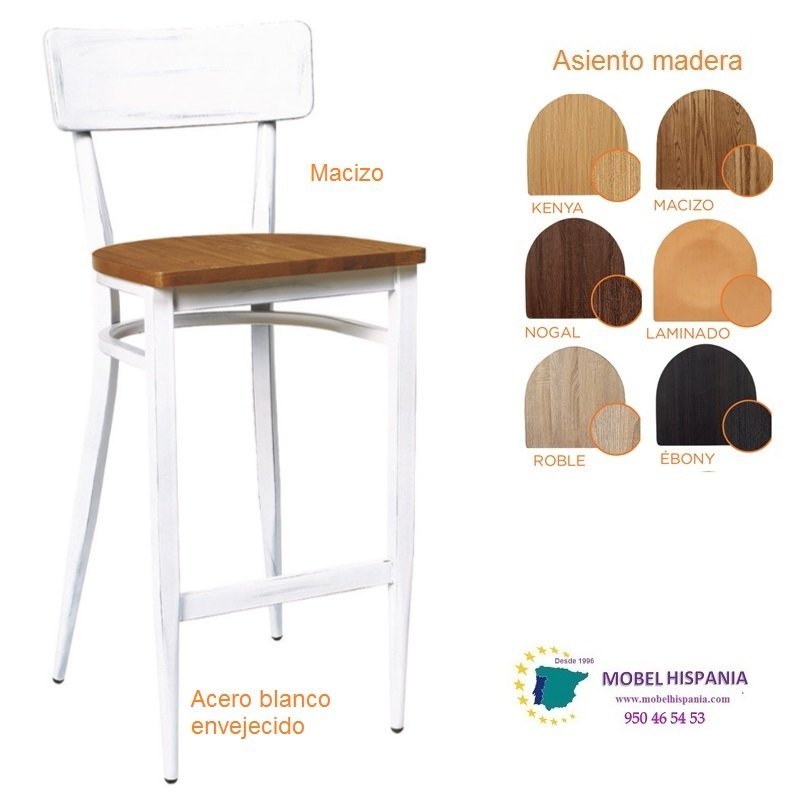 388 taburete metal blanco envejecido macizo