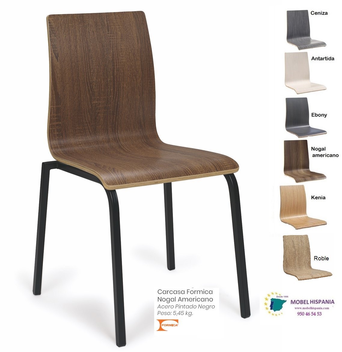 292 silla metal negro asiento nogal 1