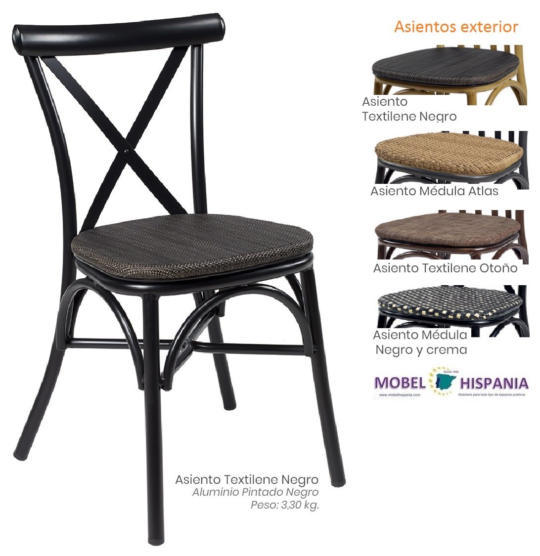 163 silla aluminio deco nogal asiento medula negra crema 11 3