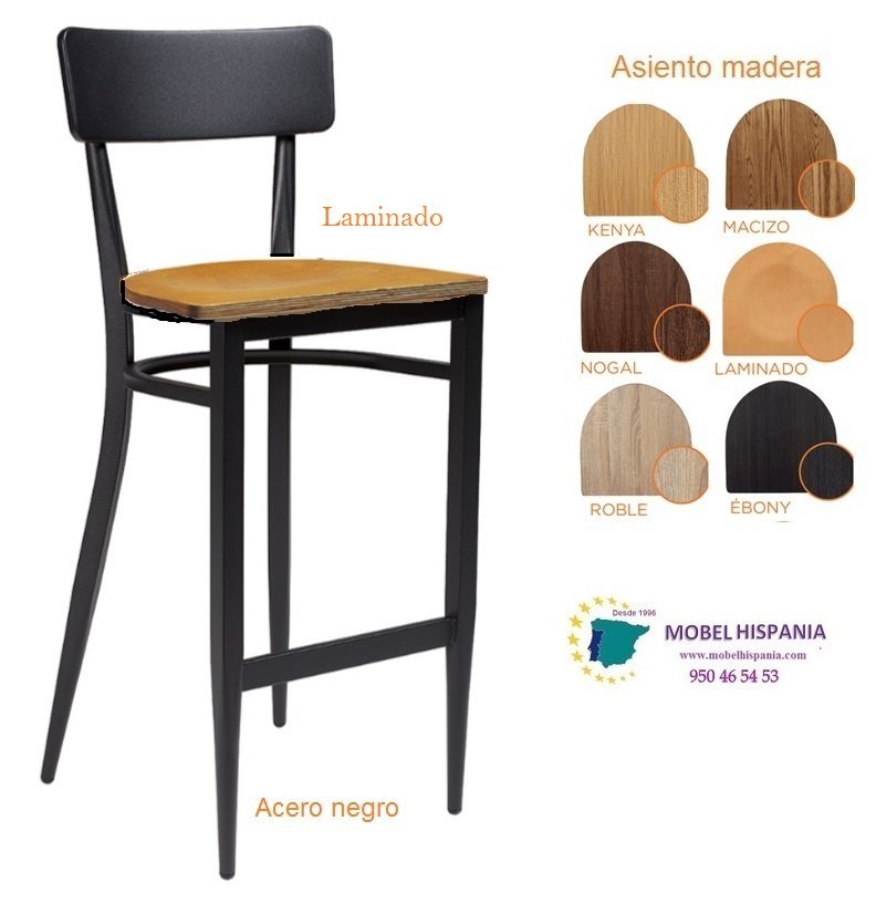 388 taburete metal negro laminado