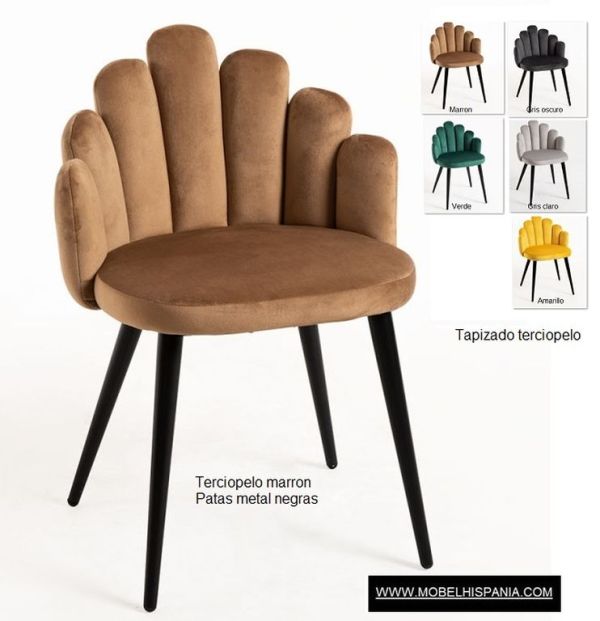 Hanpe Terciopelo gris marron w 1