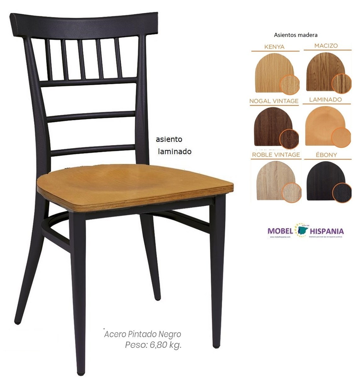 152 Silla negro asiento laminado 1