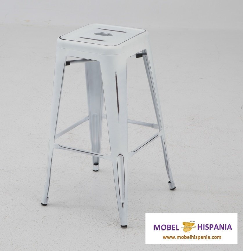 7046R Taburete desgastado blanco bambo 02