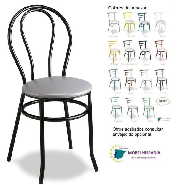 106 silla metalica asiento tapizado skay