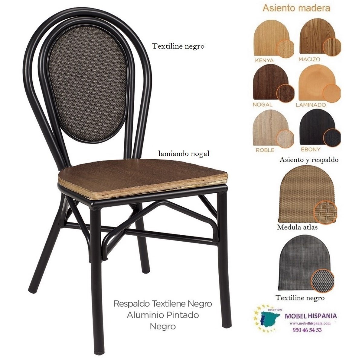 8034 silla nogal respaldo negro asiento laminado roble 02