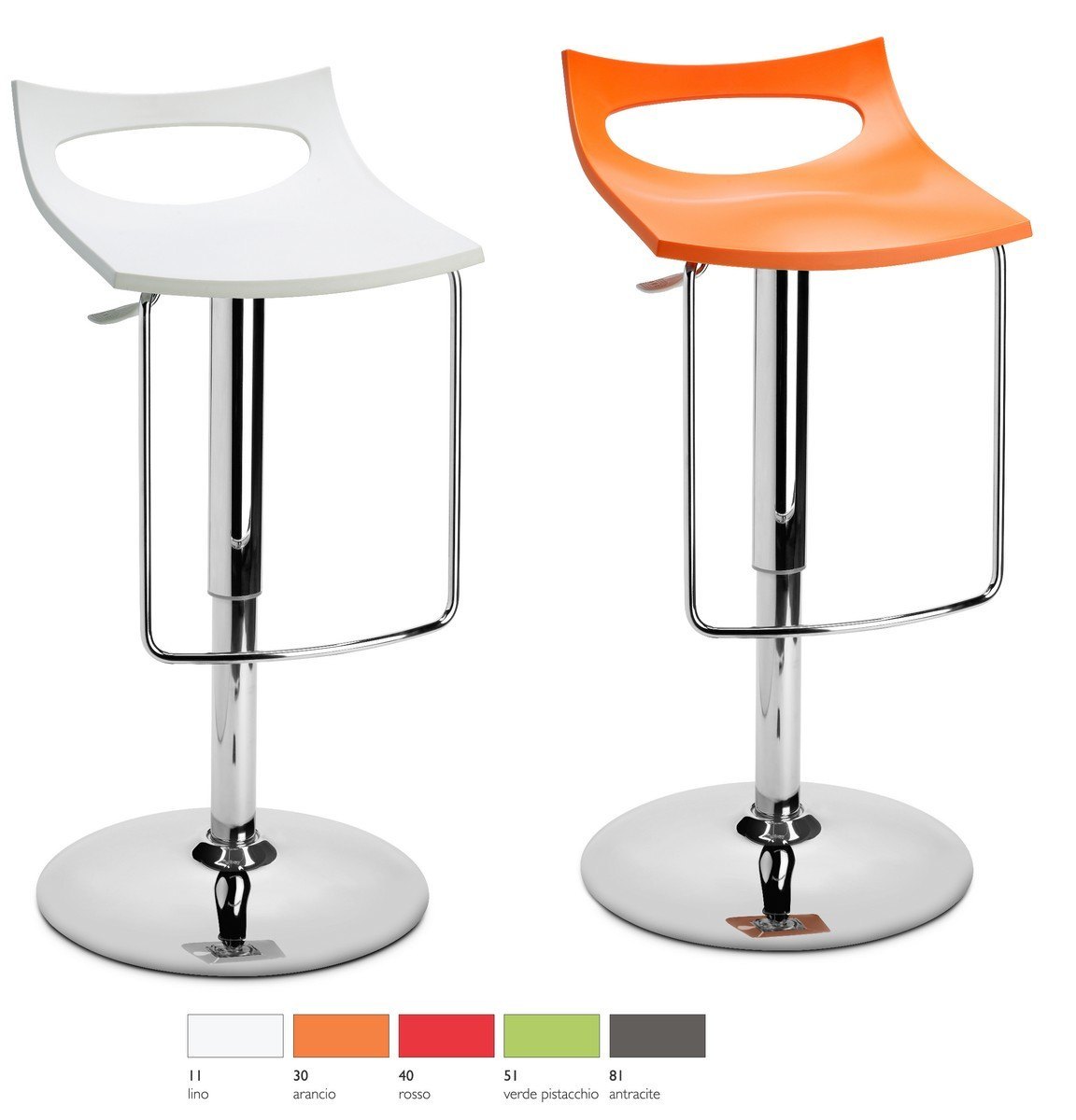 Diavoletto u taburete blanco naranja cromado