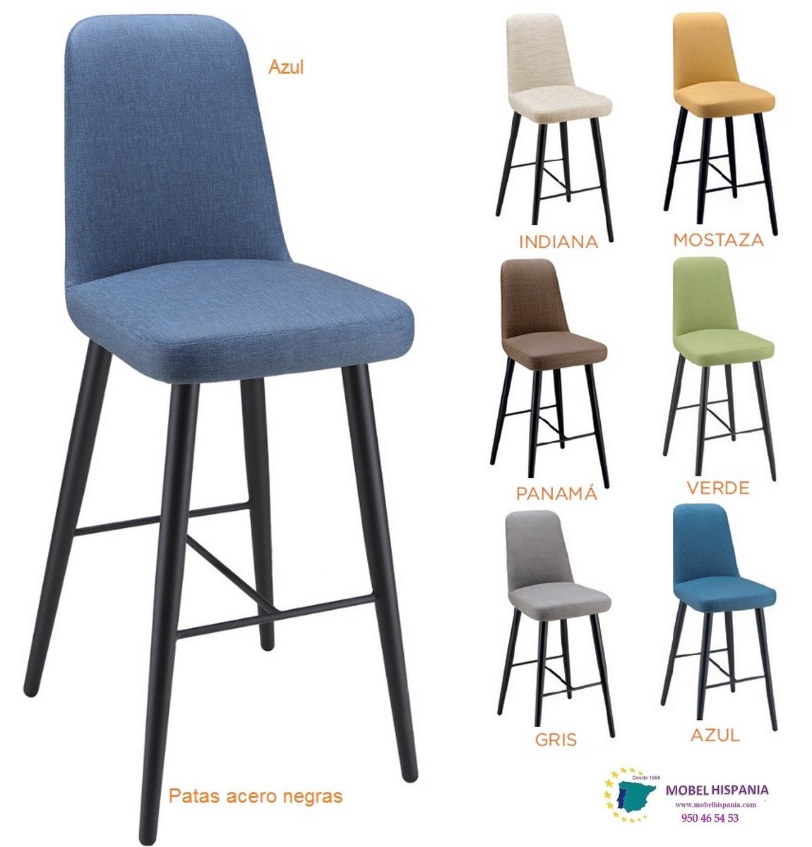 RB6630 Silla metalica negra azul 08