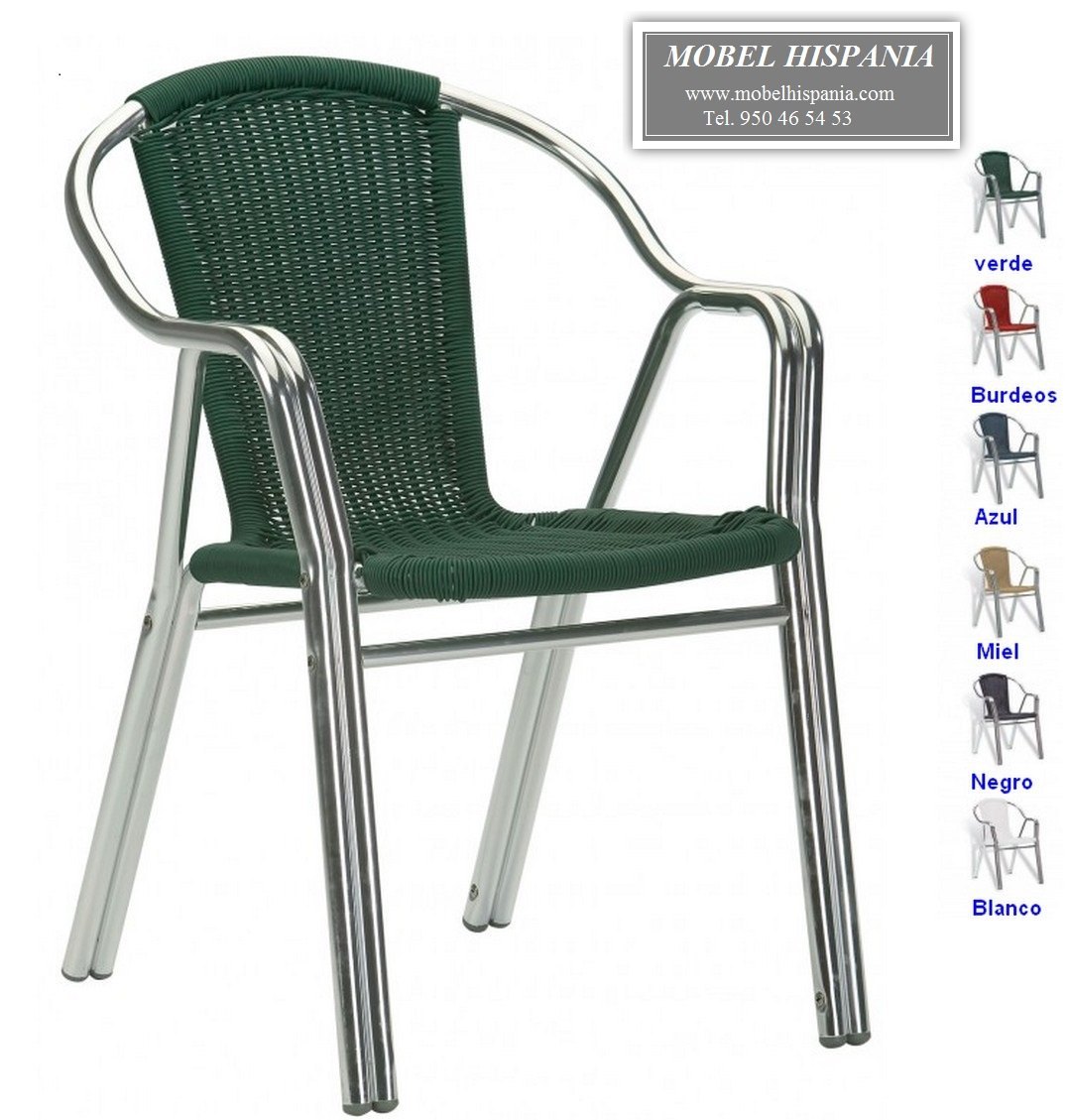 doble tubo Sillon terraza aluminio verde mobel hispania