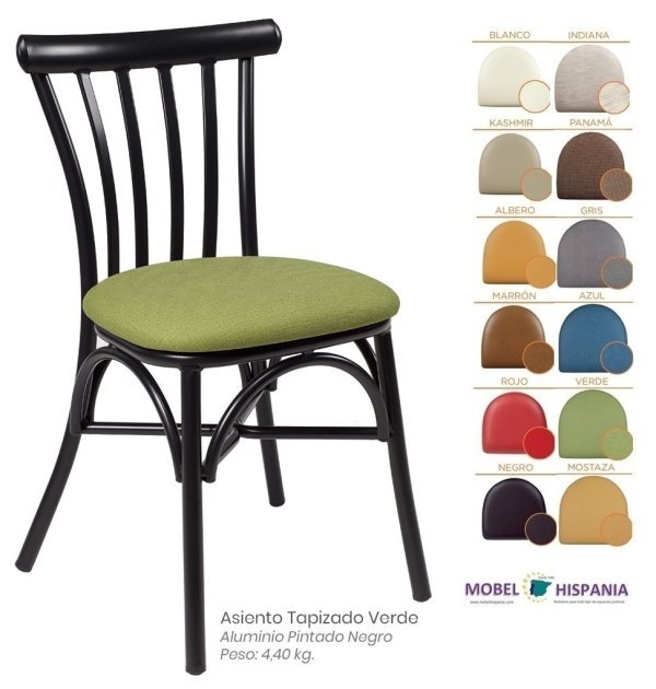 164-Silla-Negro-Asiento-Tapizado-Verde-1 164 Silla Negro Asiento Tapizado Verde 1