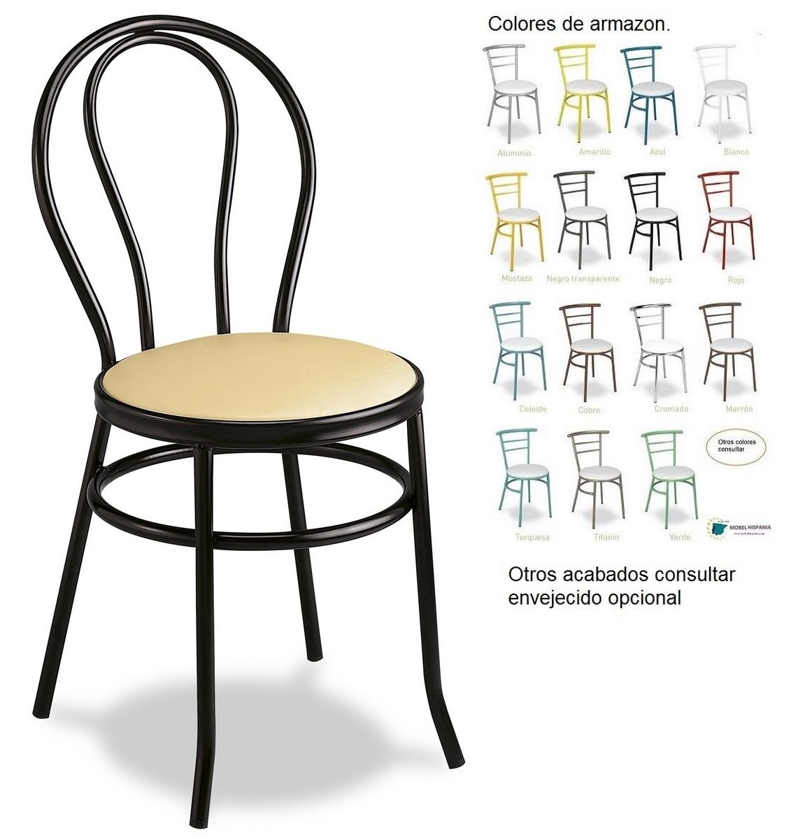 107 silla metalica siento tapizado