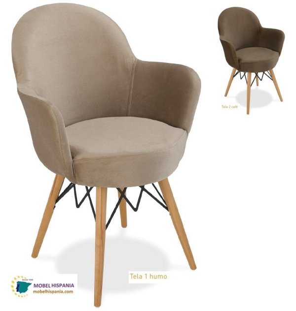 2715 Sillon madera tapizado humo 2