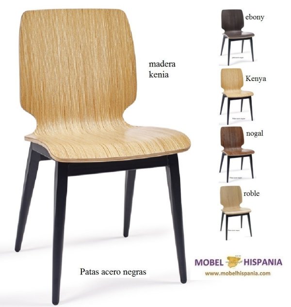 DENVER silla c4 negro carcasa nogal vintage 02 1