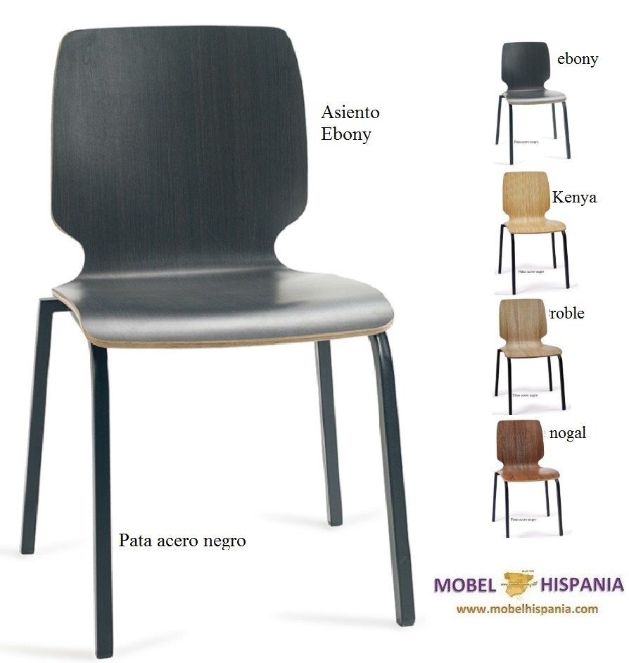 DENVER silla m4 negro carcasa nogal vintage 04 1