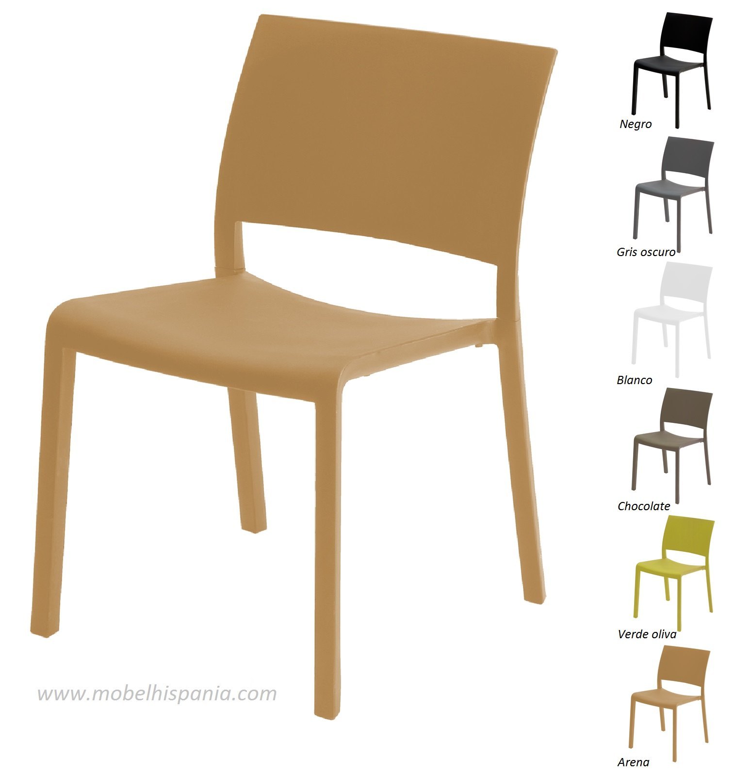 Fiona negra silla apilable mobelhispania 02 1