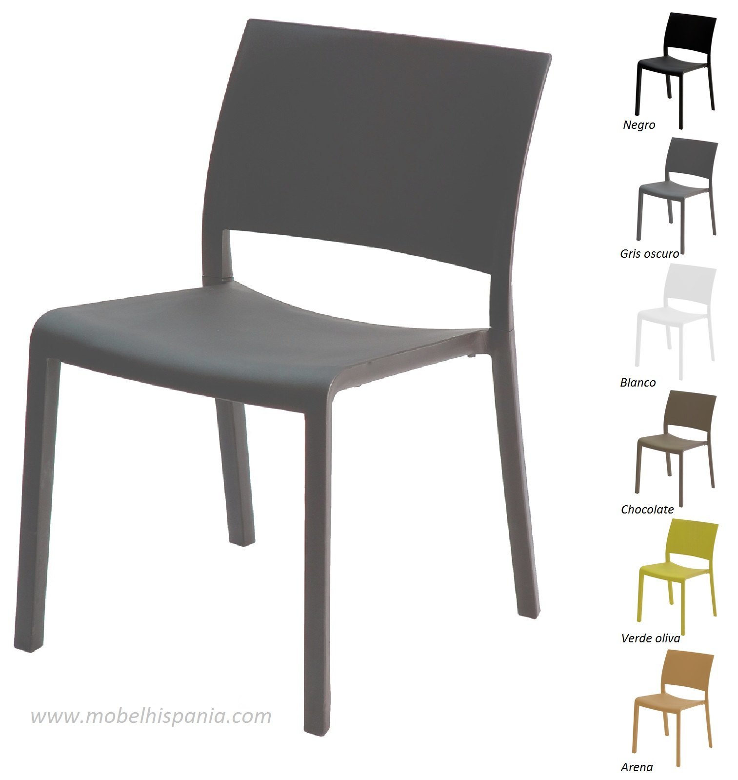 Fiona negra silla apilable mobelhispania 04 1