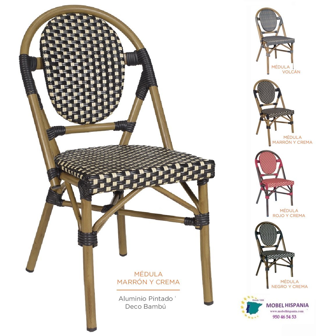 8031 Silla deco bambu medula marron crema 2