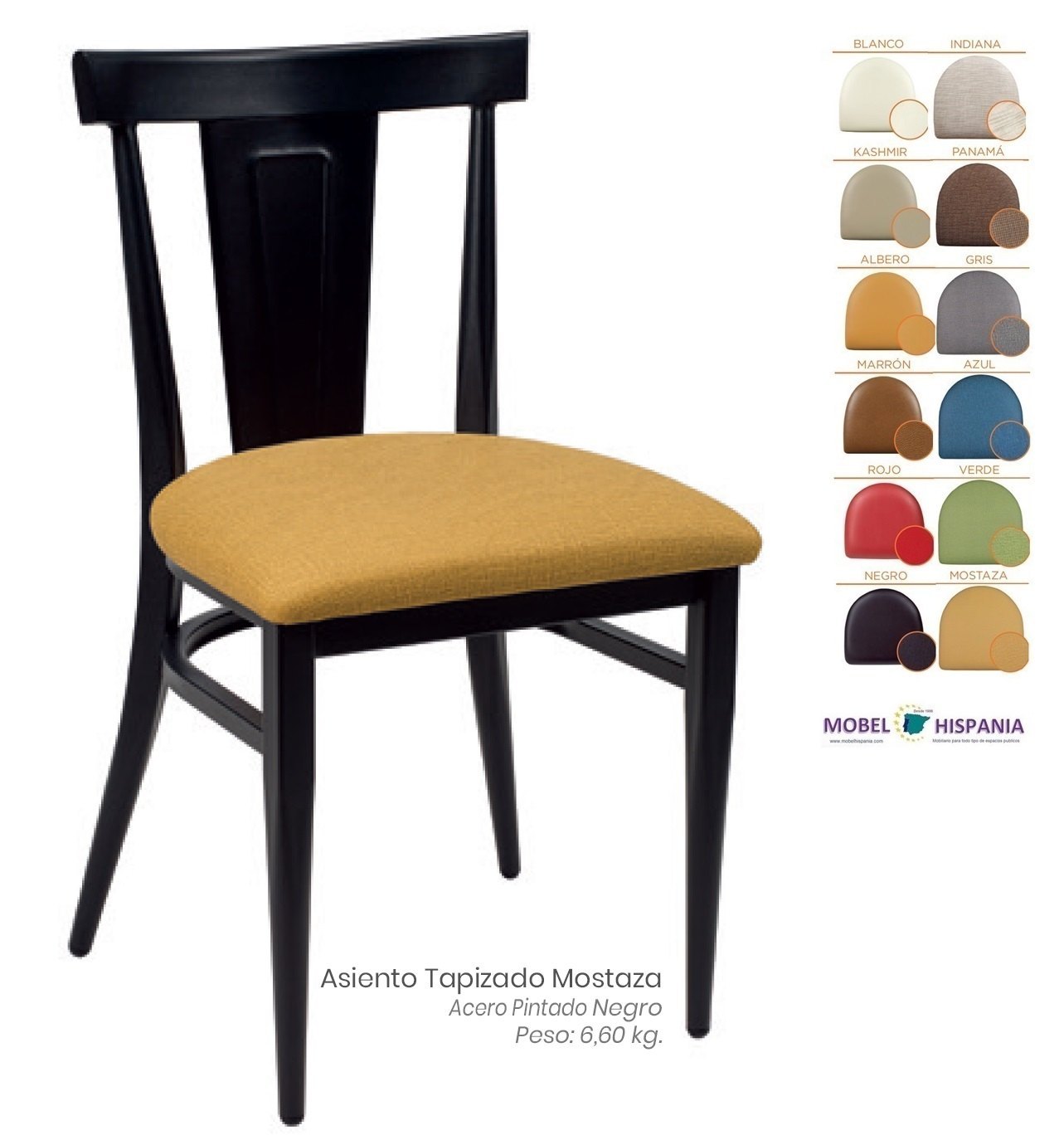 DAKOTA silla acero blanco asiento tapizado 12 1