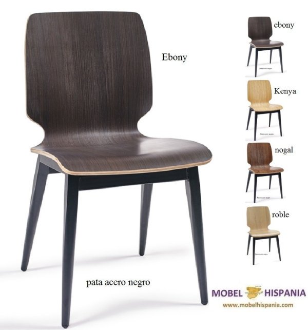 DENVER silla c4 negro carcasa nogal vintage 01 1