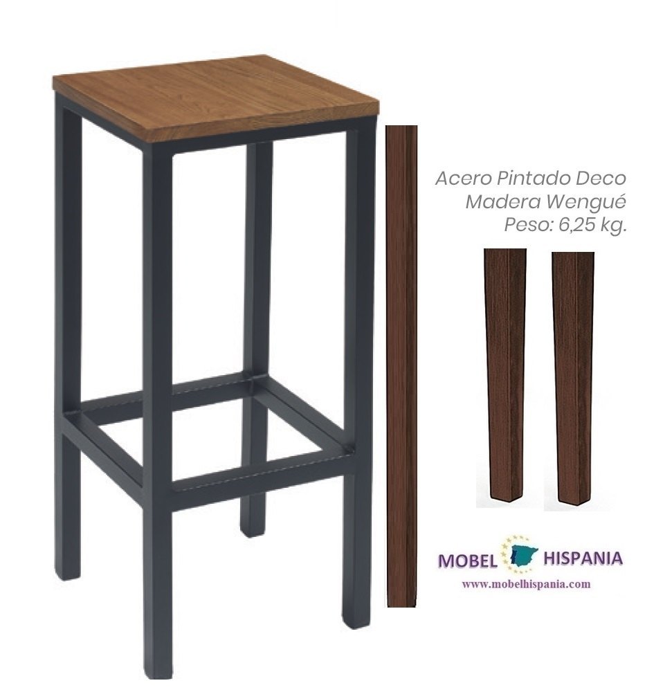 4571 banqueta acero blanco asiento madera maciza 05