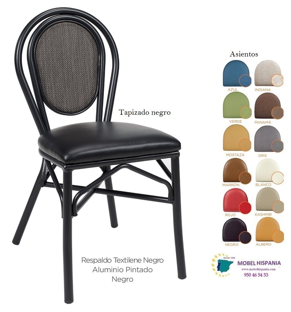 8034 silla negro respaldo negro asiento tapizado negro