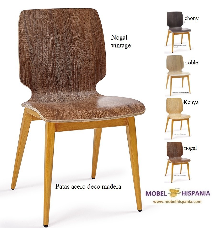 DENVER silla c4 deco madera natural carcasa nogal vintage 1