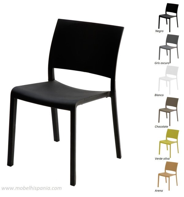 Fiona negra silla apilable mobelhispania 1