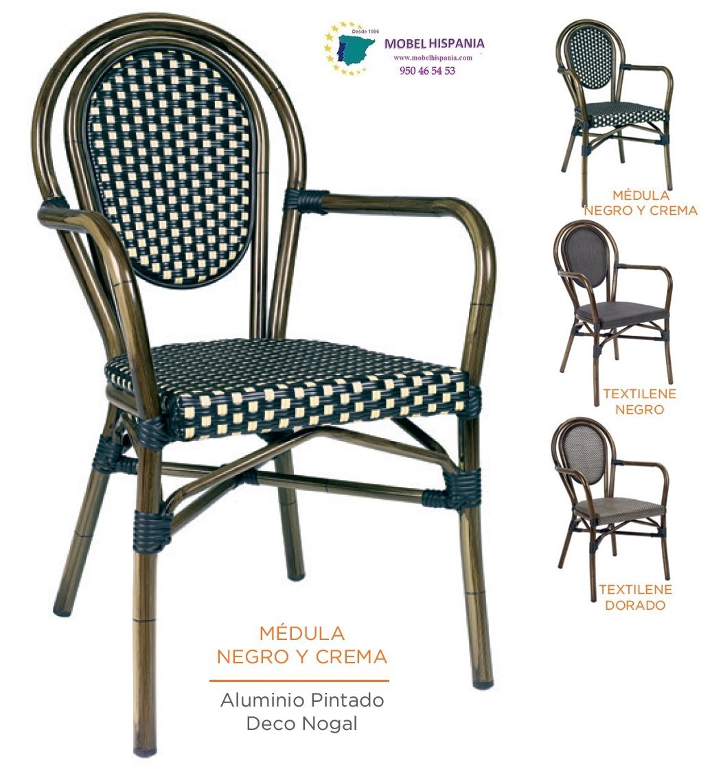 8130 silla aluminio nogal medula negro crema 1