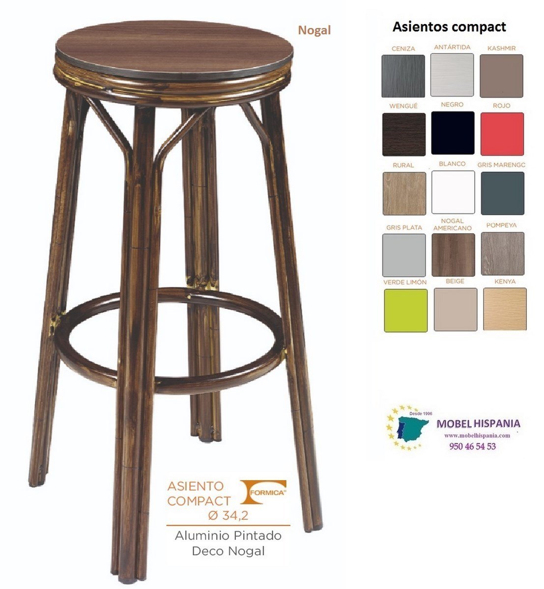 8231 Banqueta aluminio Grafito compact nogal 02 1