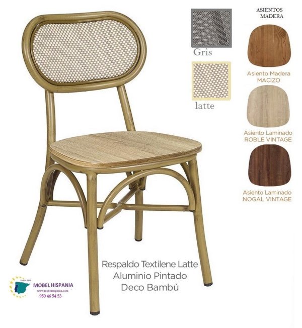 178 Silla aluminio bambu asiento laminado roble 1