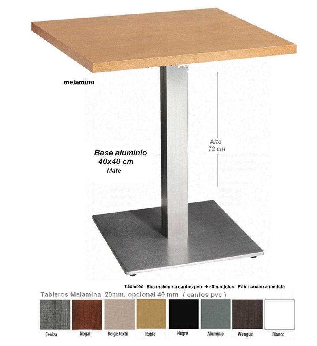 2924 mesa pie aluminio tablero melamina mobel hispania