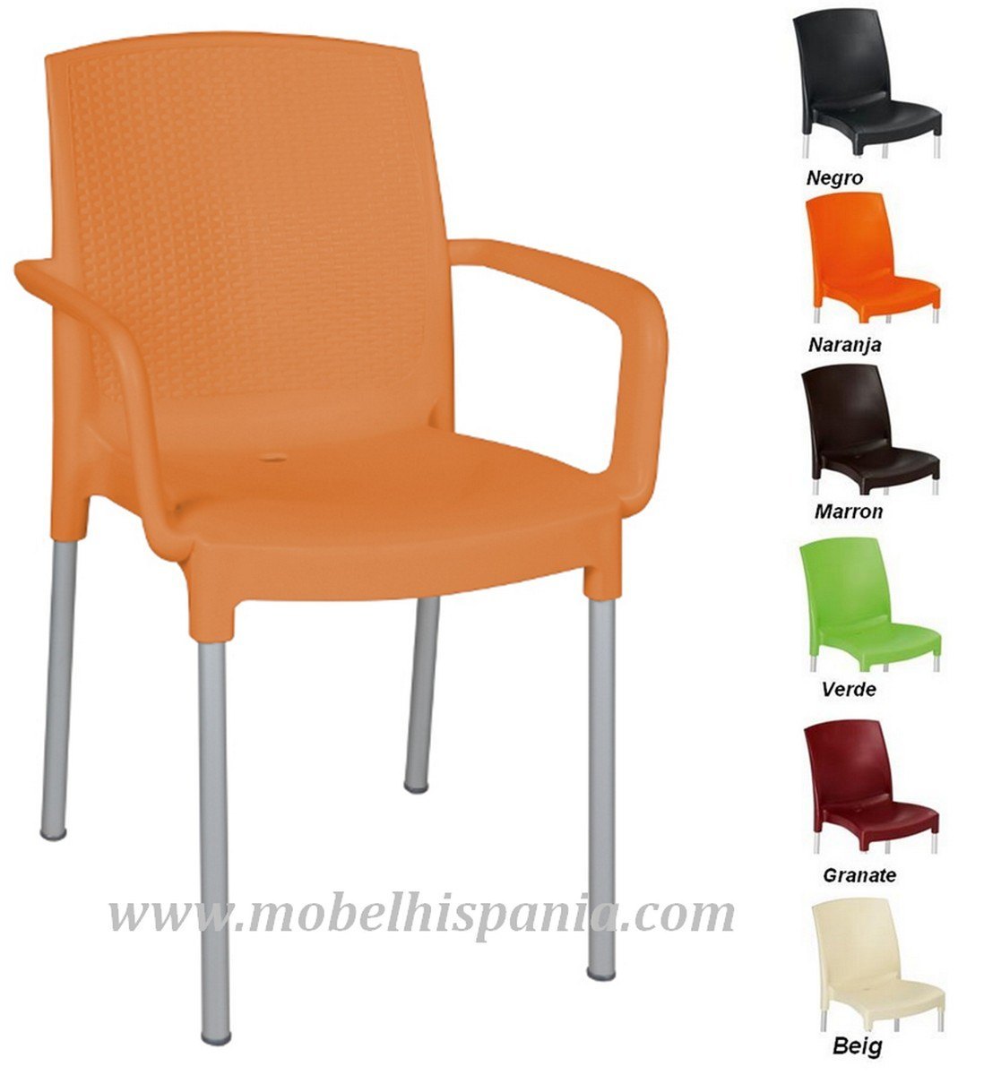 diana naranja sillon pilipropileno aluminio mobel hispania 1