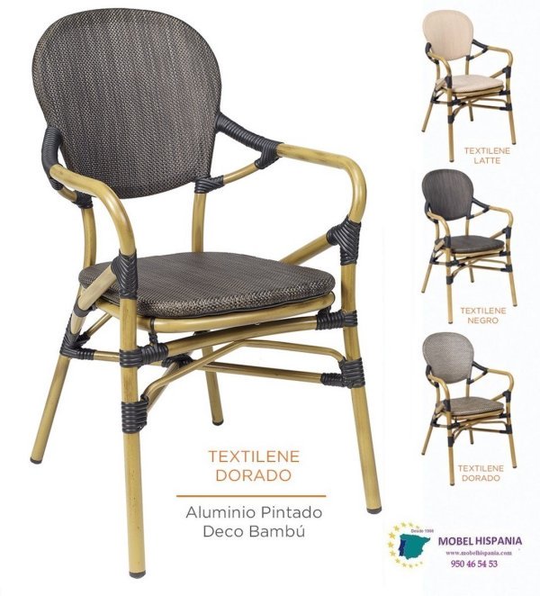 8135 sillon aluminio bambu Textilene Dorado 03 1