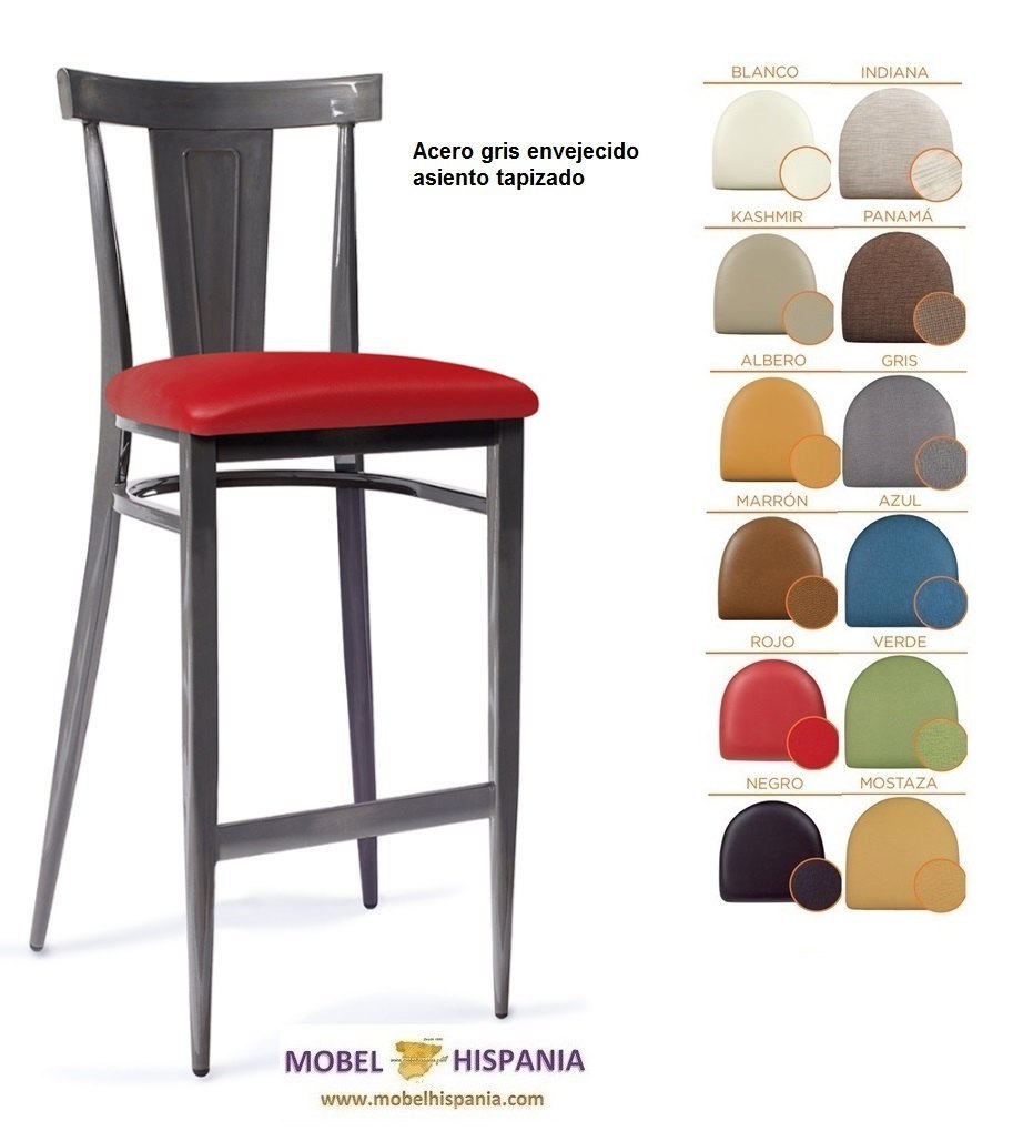 185 banqueta acero grafito asiento tapizado azul 02