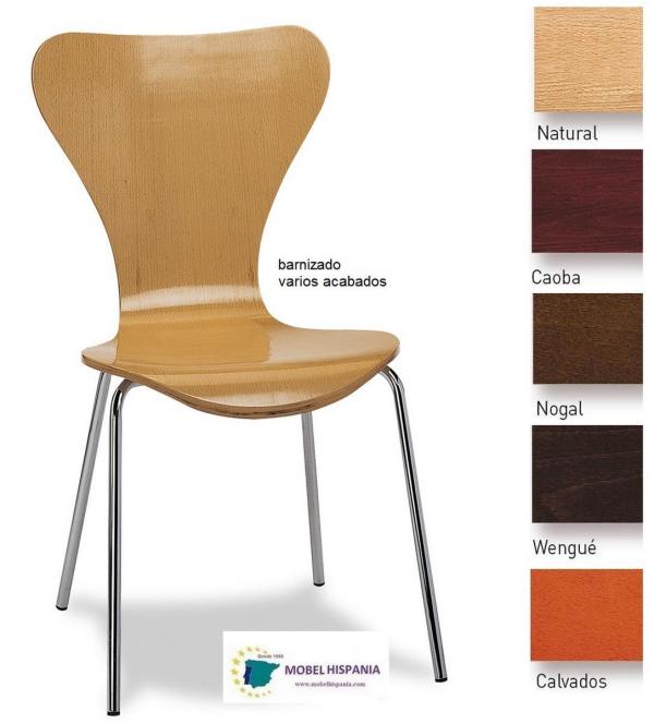 141 silla metal cromado asiento madera 1