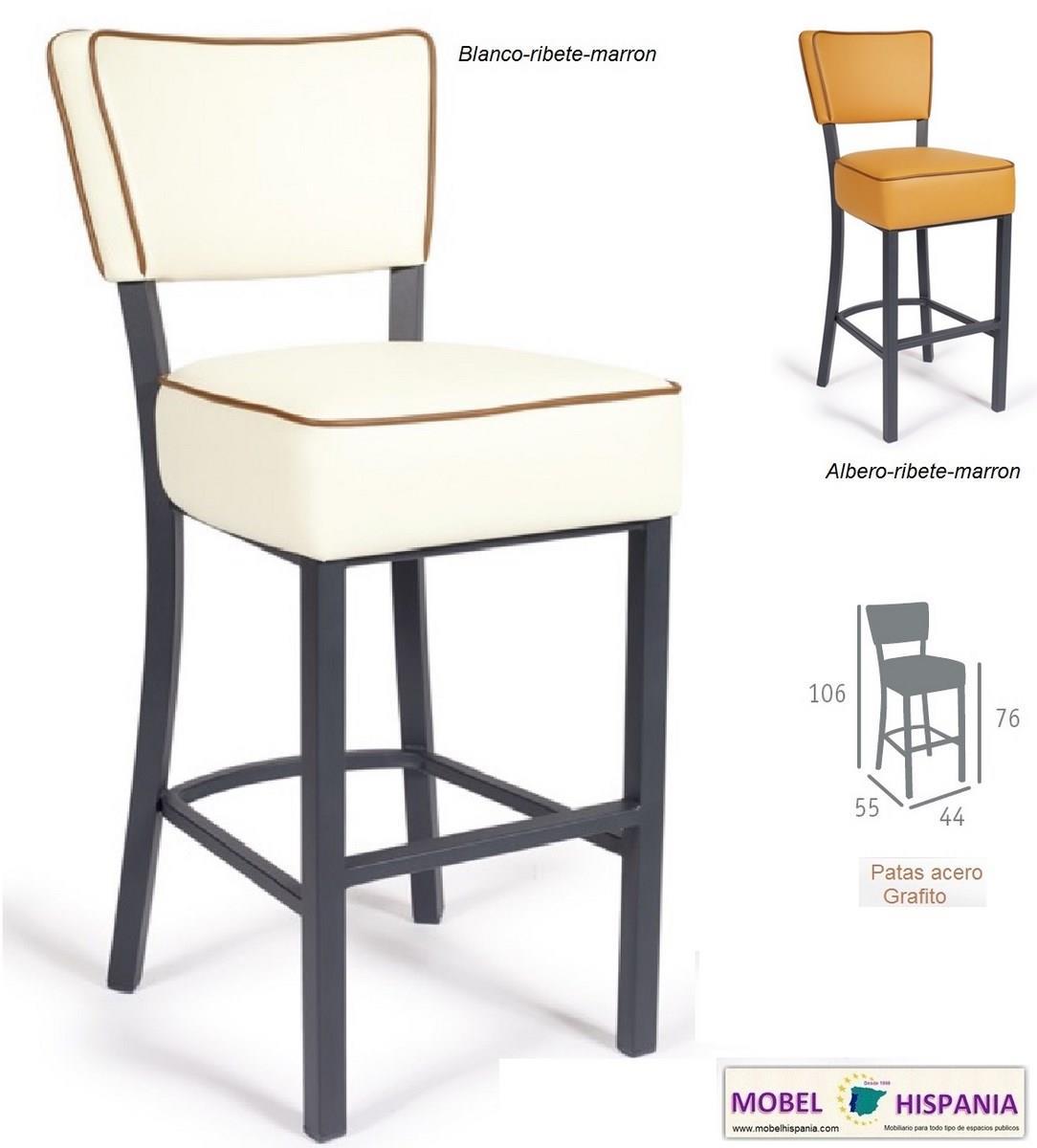 RB.6623 taburete blanco ribete marron