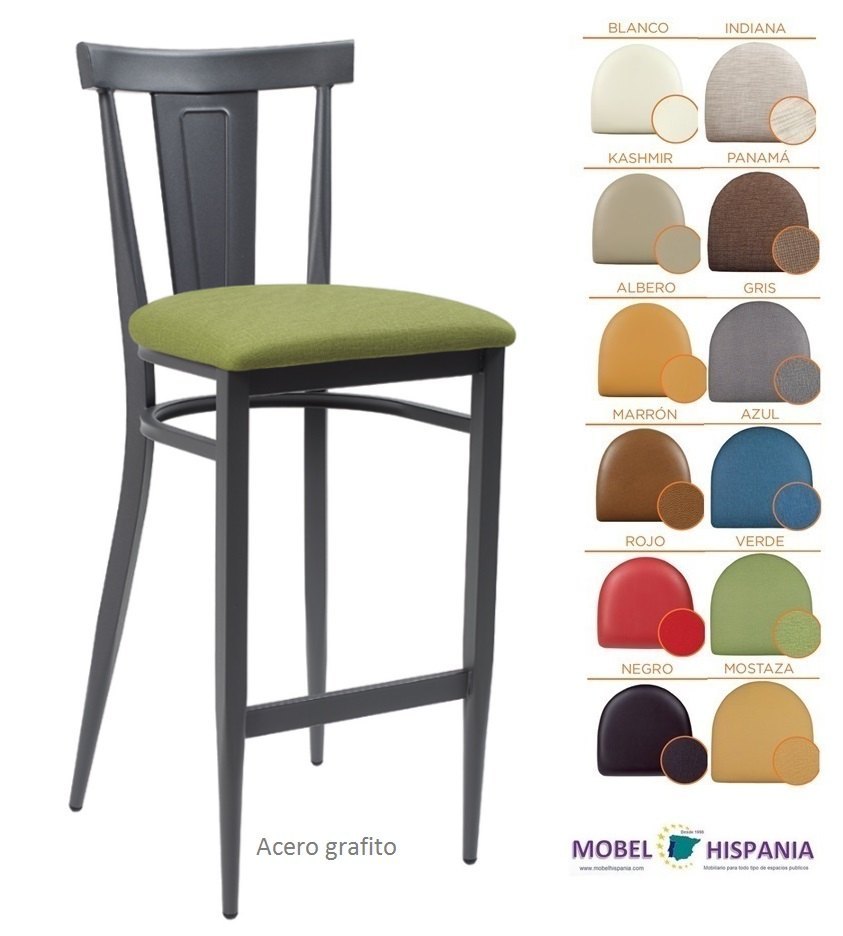 185 banqueta acero grafito asiento tapizado azul 03