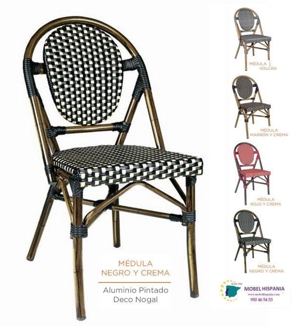 8031 Silla nogal medula negro crema 2