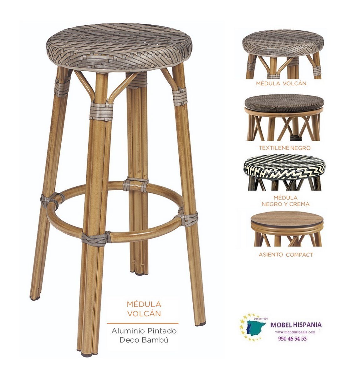 8231 Banqueta bambu textilene negro 01