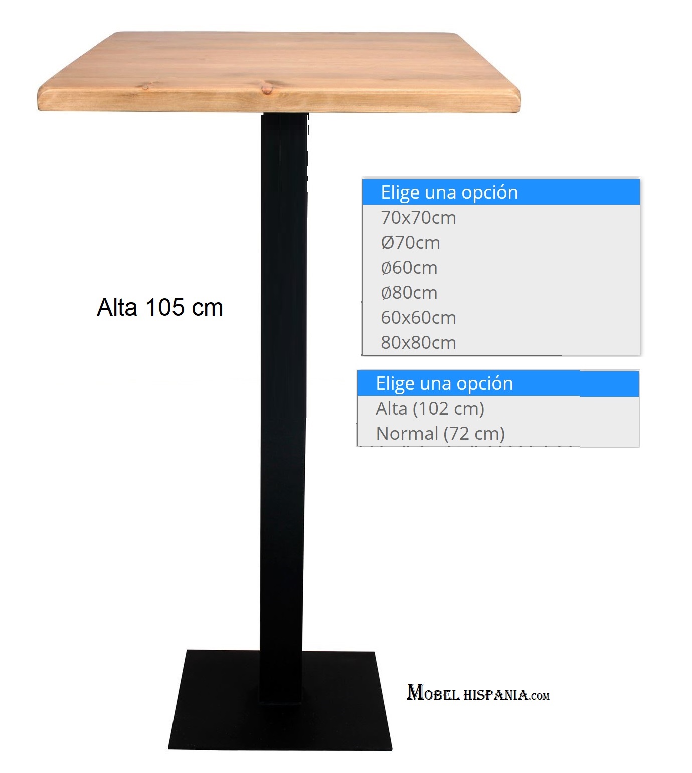 FERRO mesa alta negra tapa madera 05